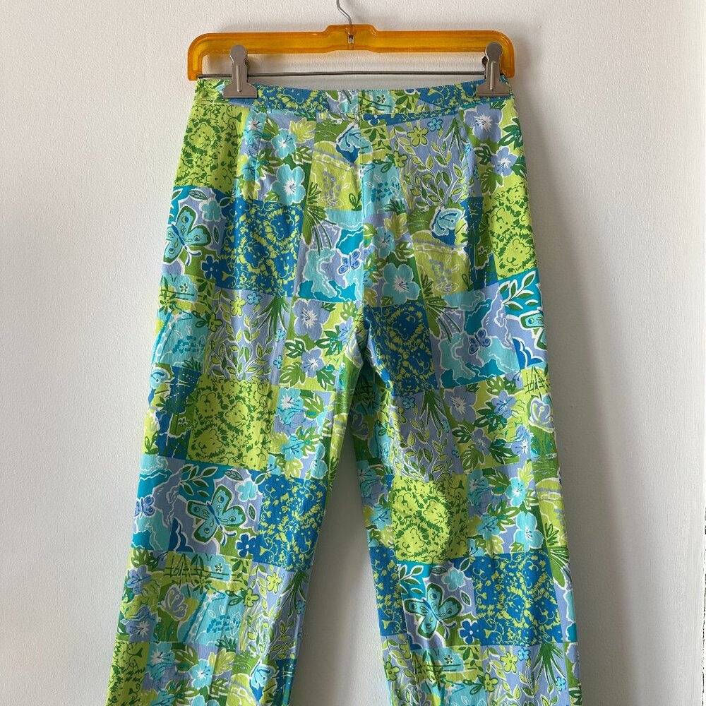 Vintage tropical print cotton capri pants